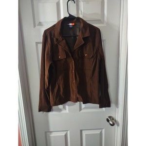 French Kuff Top Size 12 Brown Button down Collar Long Sleeve Thick